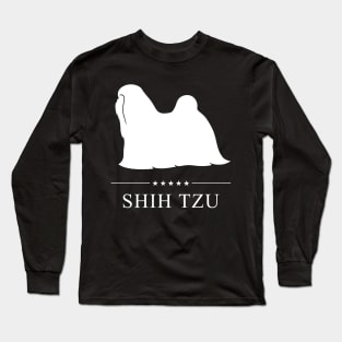 Shih Tzu Dog White Silhouette Long Sleeve T-Shirt